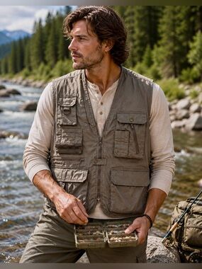 Vtg Pacific Crest Utility Vest Men’s Medium Khaki Fishing Hiking Safari Gorpcore